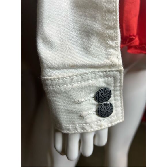 Prana White Slate Rim Denim Jacket Sz Medium Distressed - Picture 6 of 8